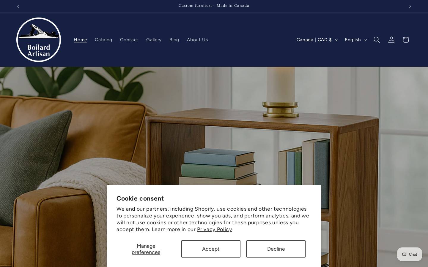 boilardartisan.ca homepage screenshot