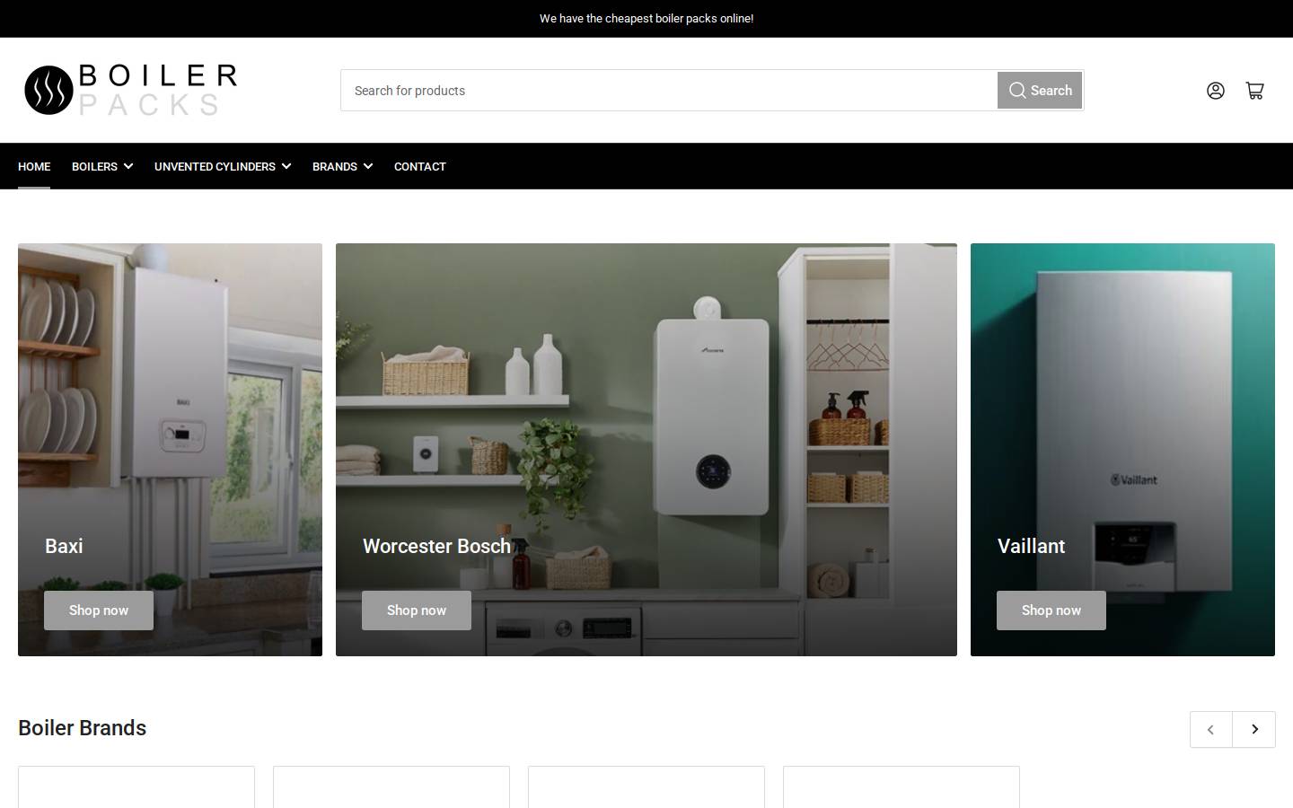 boilerpacks.com homepage screenshot