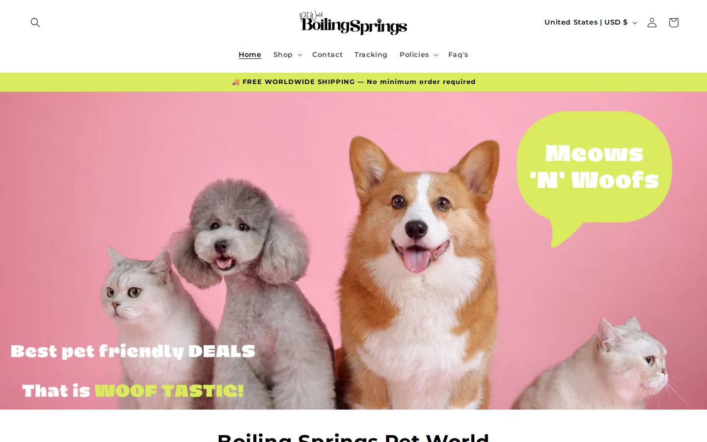 Boilingspringskennels homepage screenshot