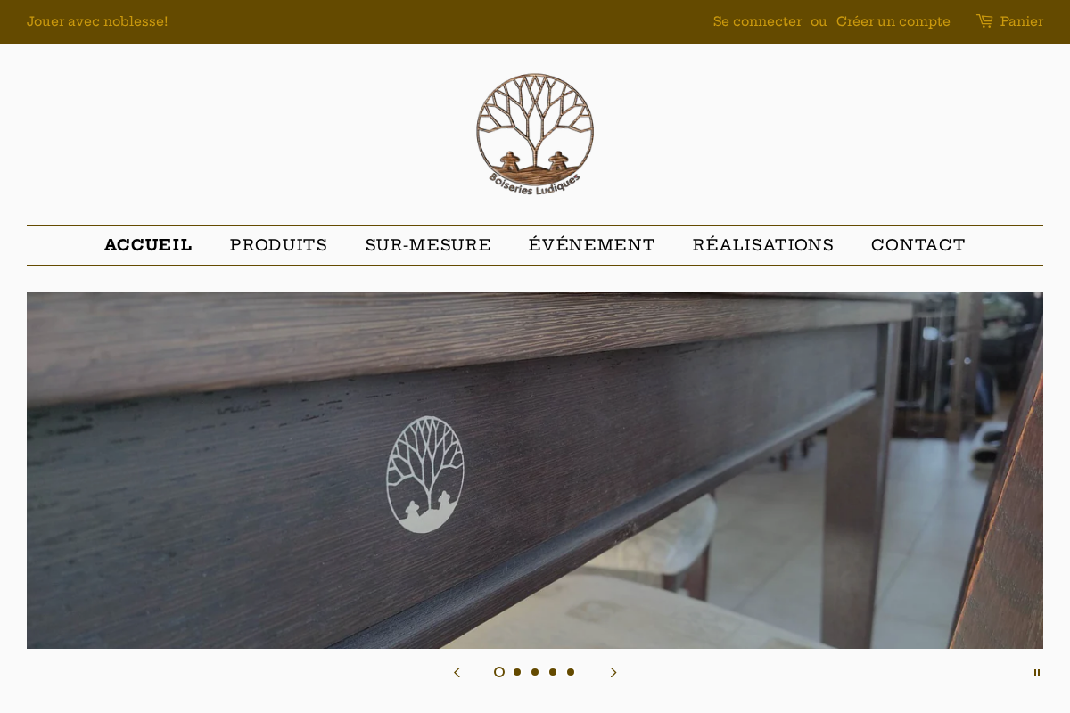 Boiseriesludiques homepage screenshot