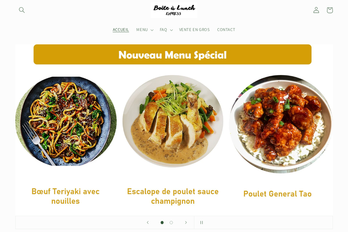 Boite à lunch express homepage screenshot