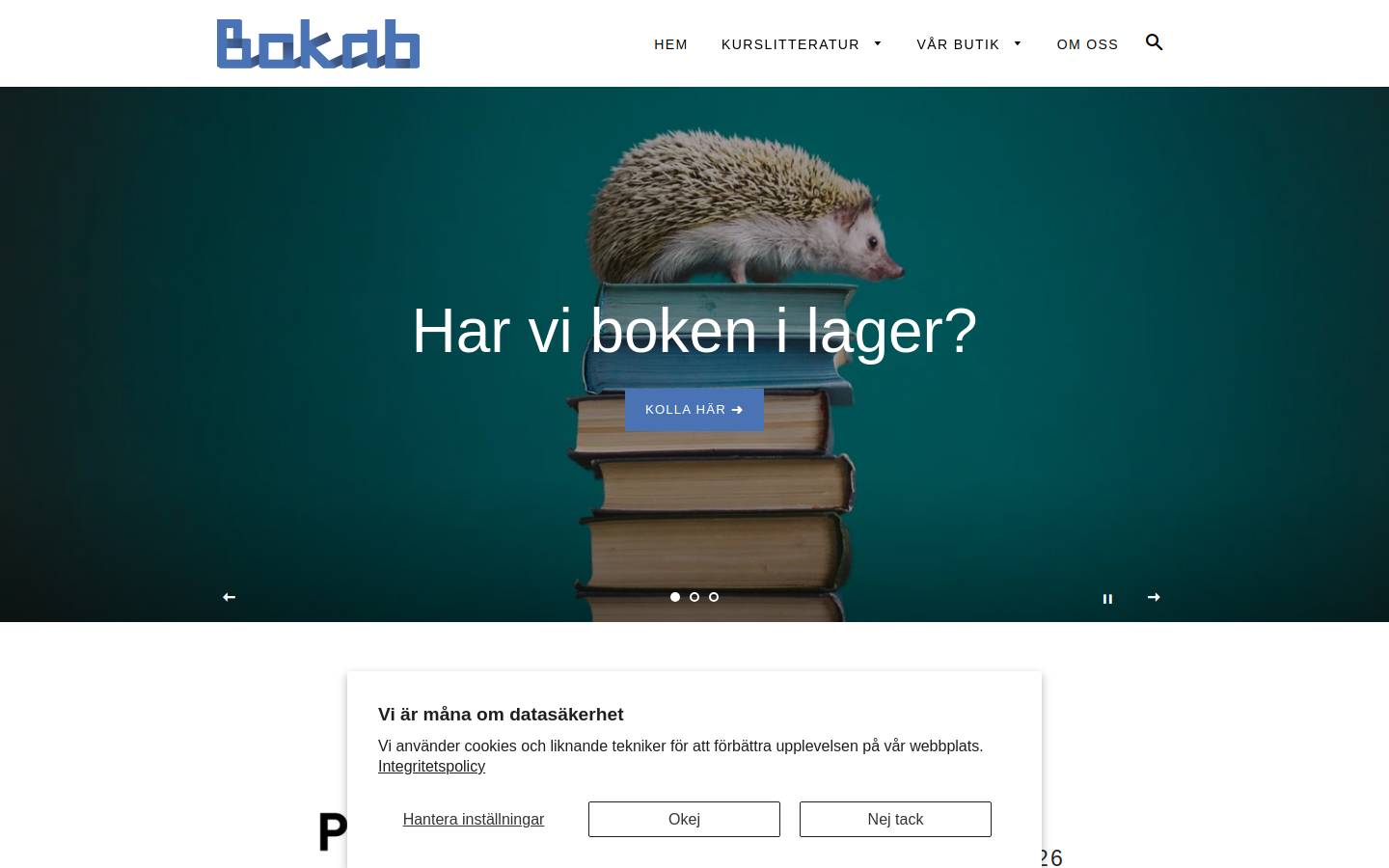 Bokab homepage screenshot