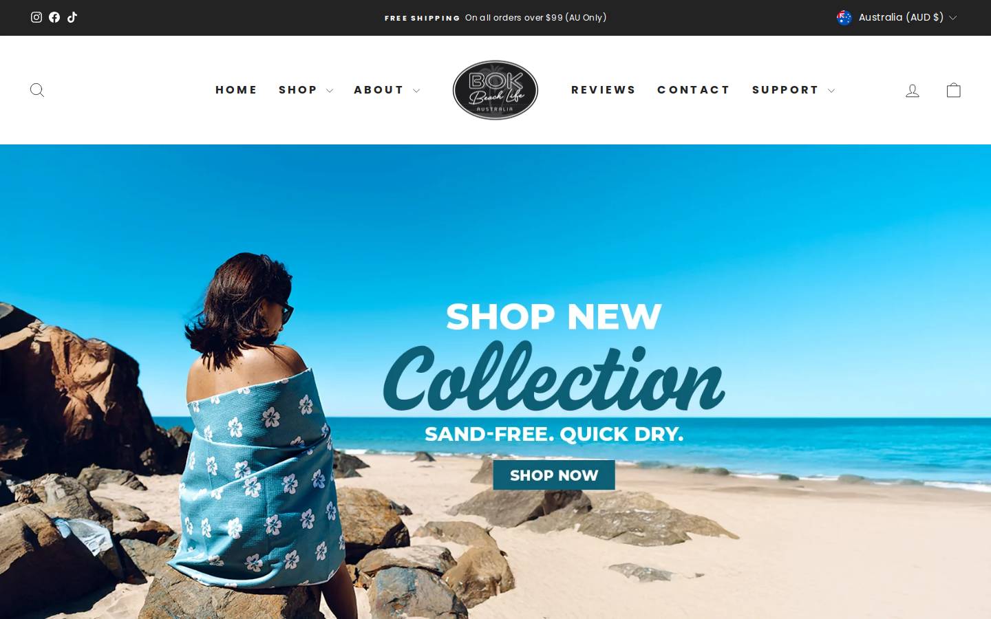 bokbeachlife.com.au homepage screenshot