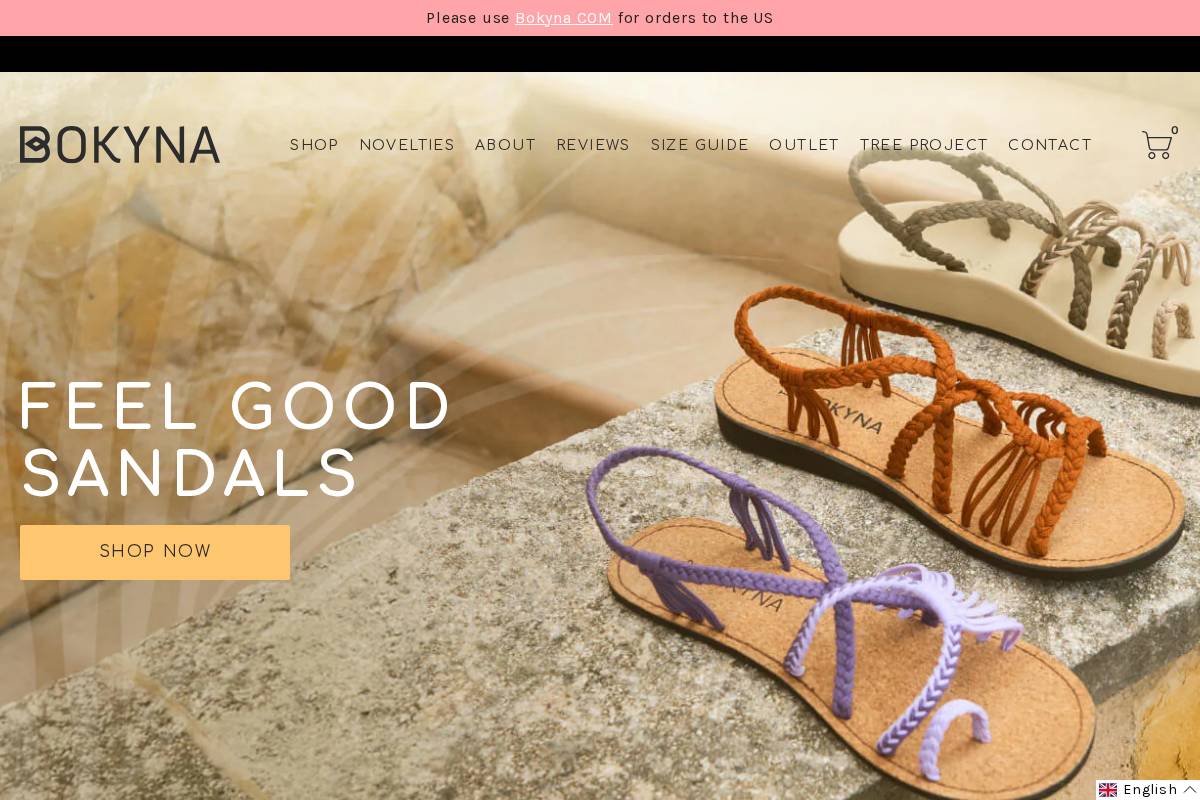 BOKYNA – Feel Good Sandals homepage screenshot