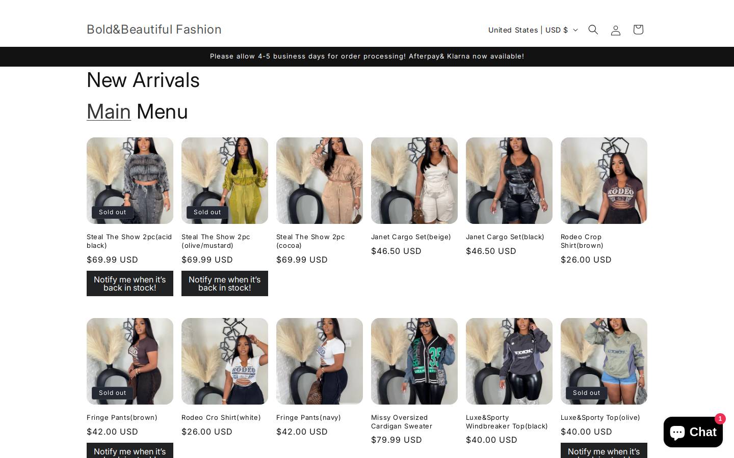 boldandbeautifulfashion.com homepage screenshot