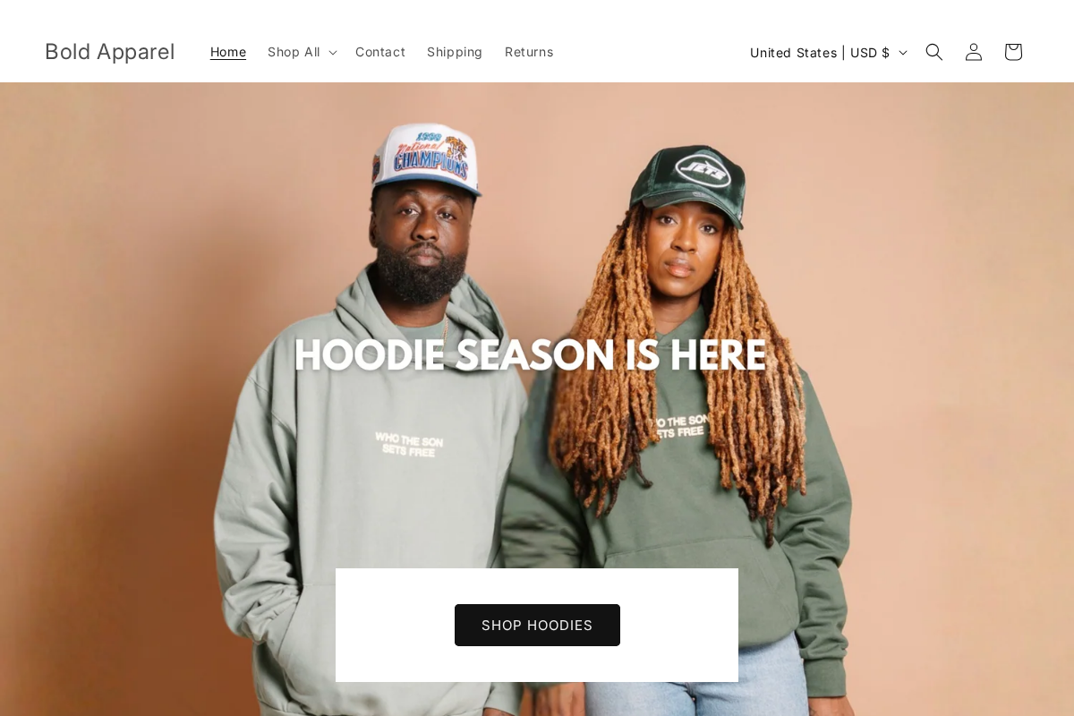 Bold Apparel homepage screenshot