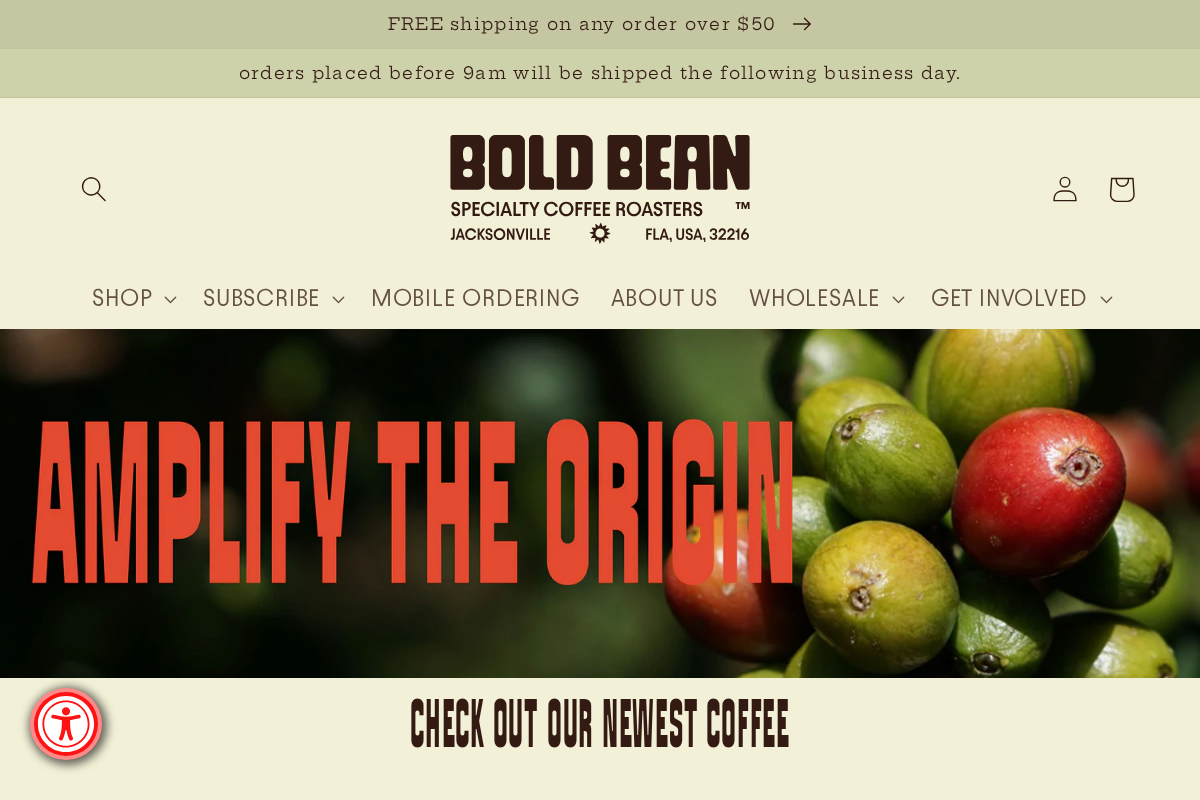 Bold Bean Coffee Roasters homepage screenshot