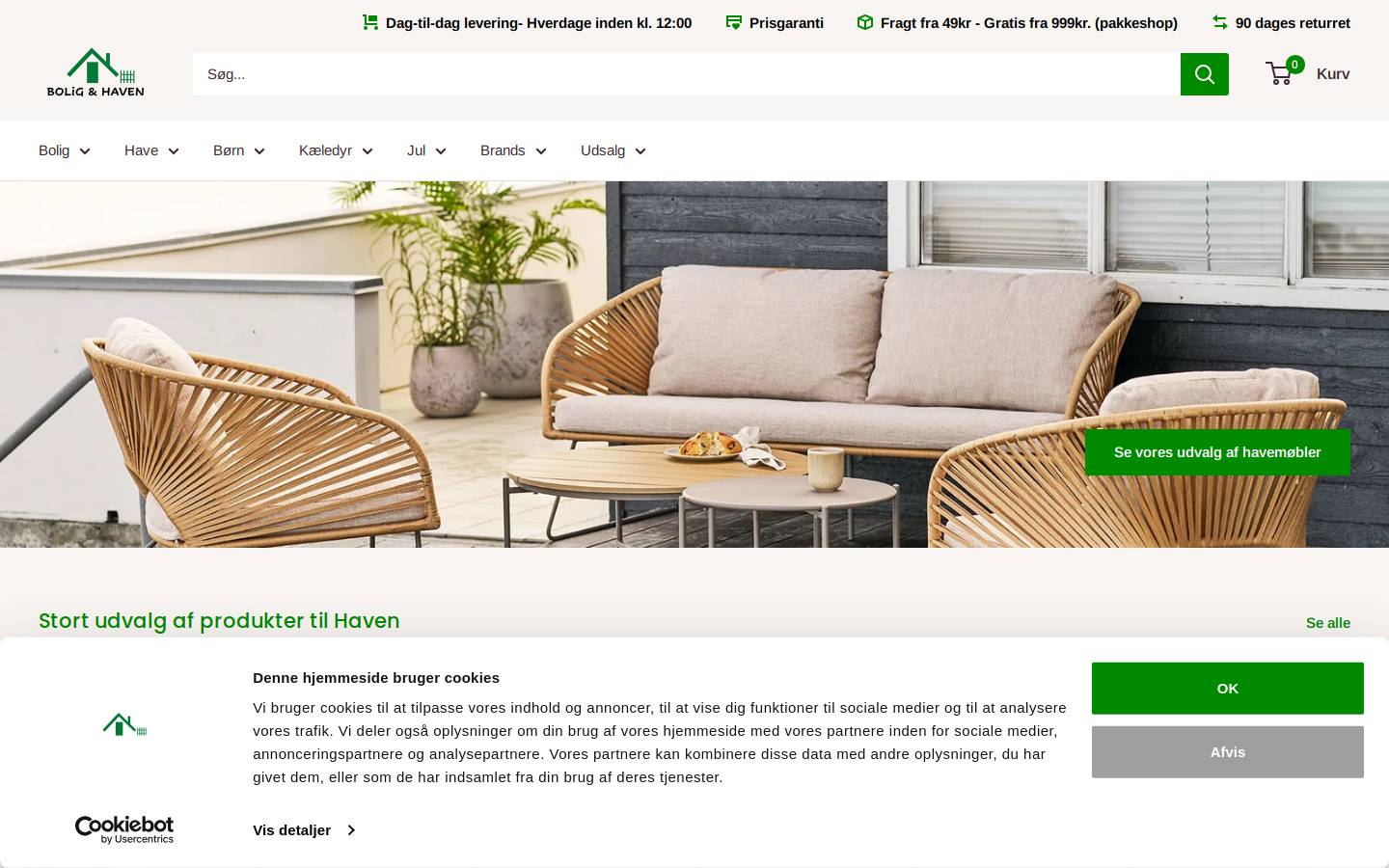 Bolig og Haven homepage screenshot