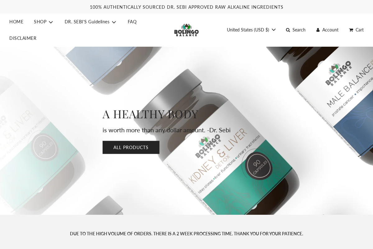 bolingobalance.com homepage screenshot