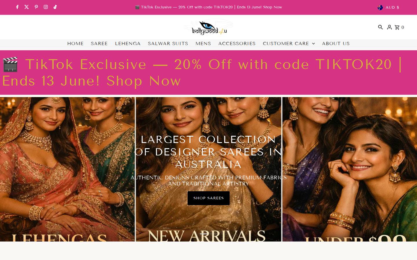 bollywood4u.com.au homepage screenshot