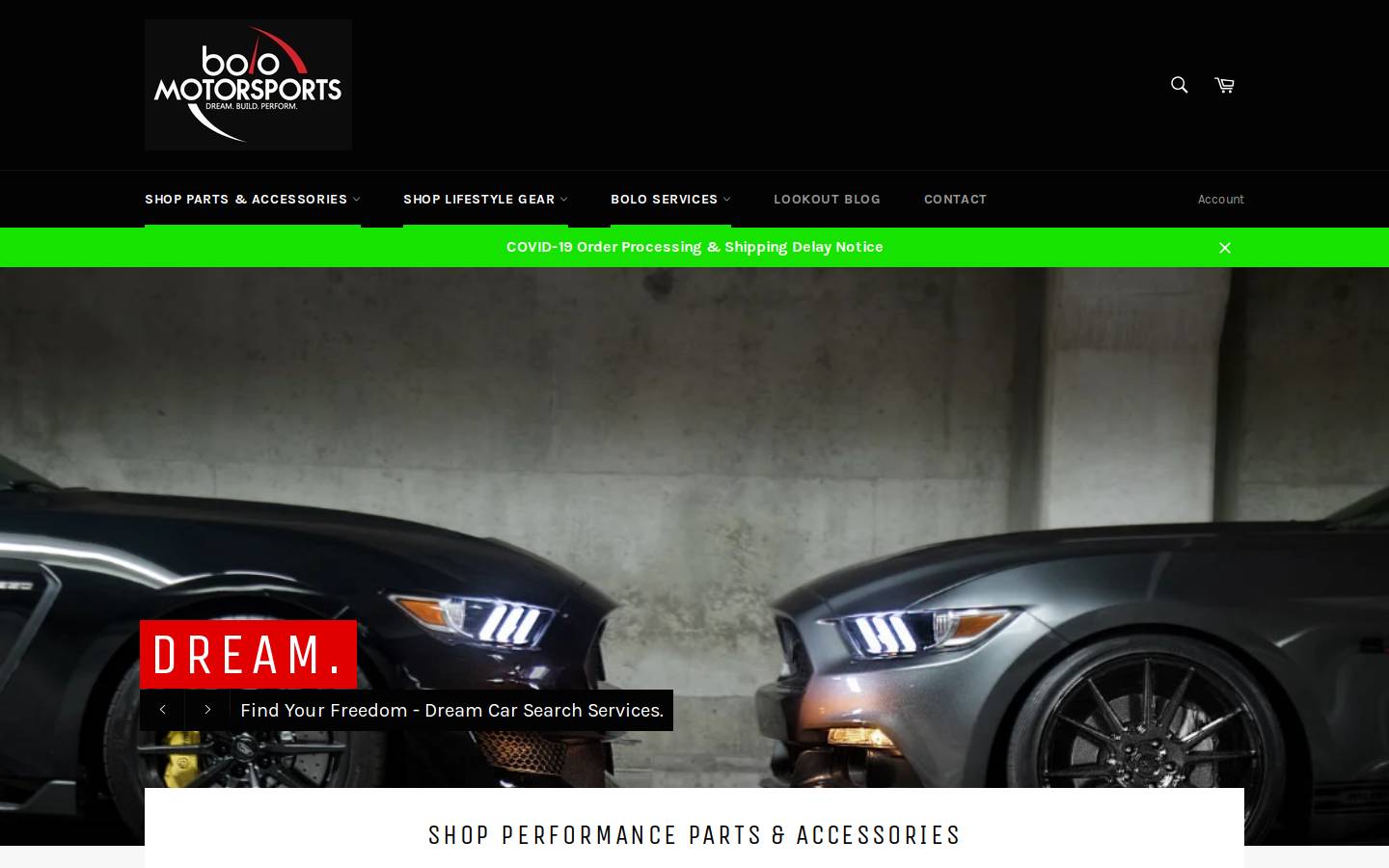 bolomotorsports.com homepage screenshot