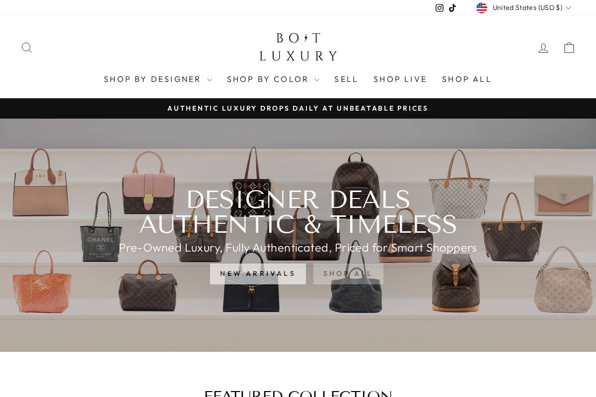 boltboutique.com homepage screenshot