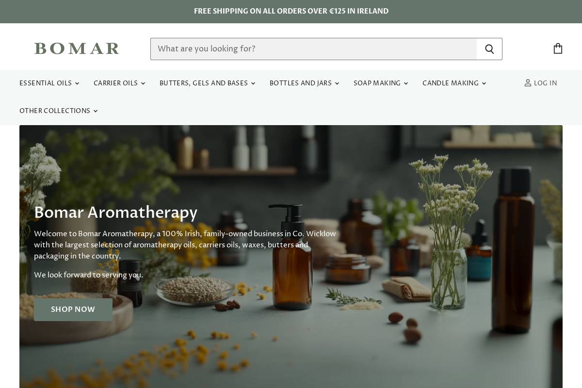 Bomar Aromatherapy homepage screenshot
