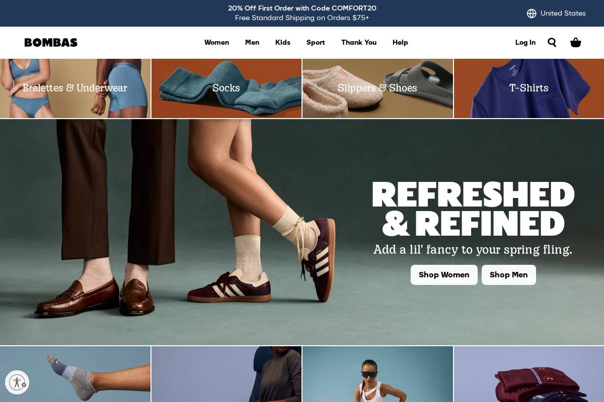 Bombas homepage screenshot