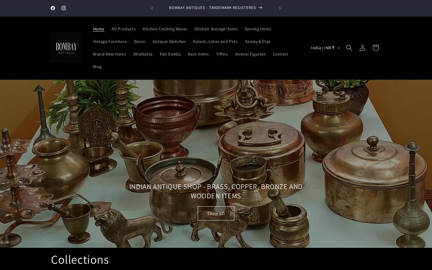 bombayantiques.com homepage screenshot