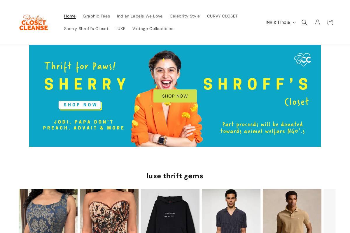 bombayclosetcleanse.in homepage screenshot