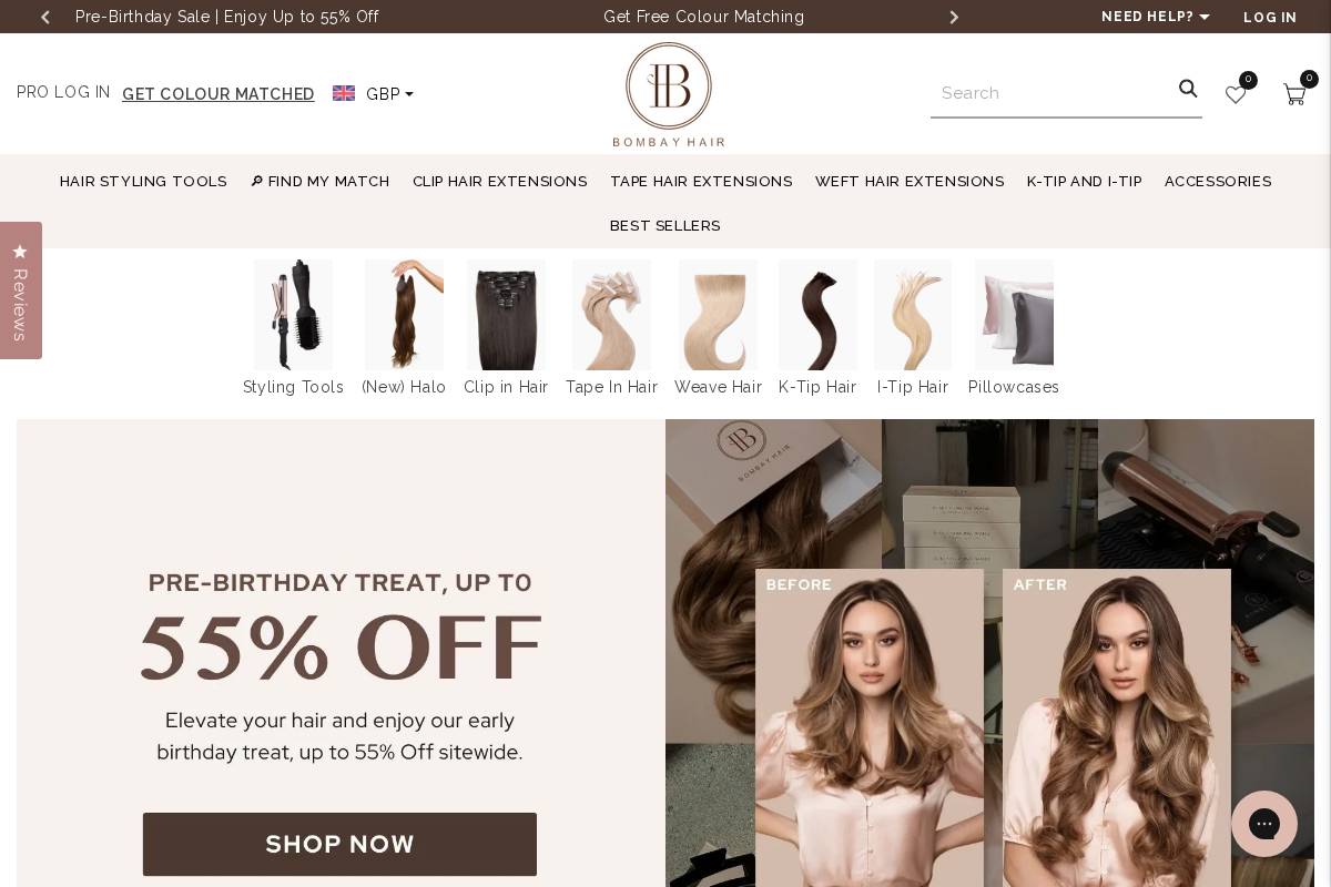 BOMBAY HAIR homepage screenshot