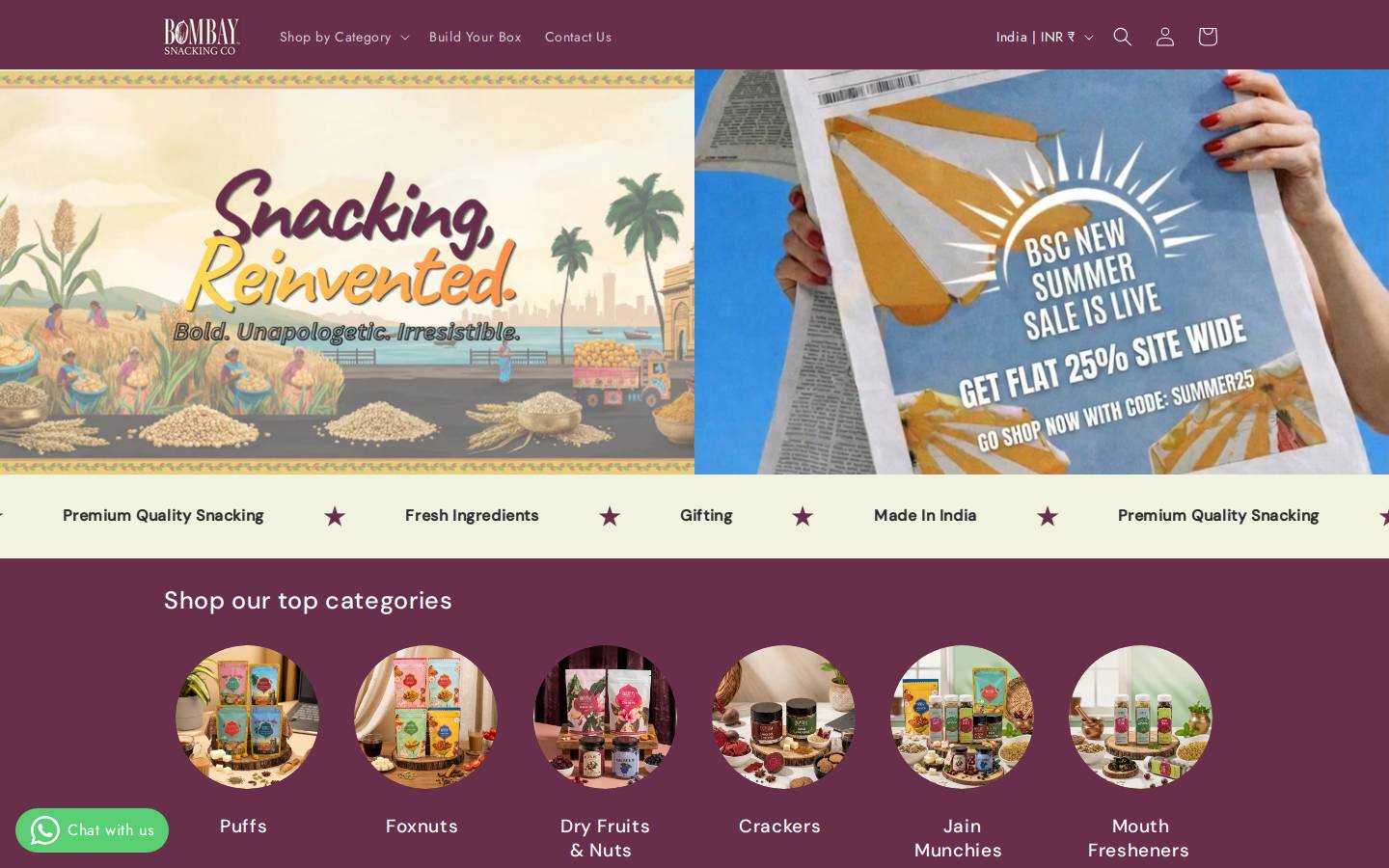 bombaysnackingcompany.com homepage screenshot