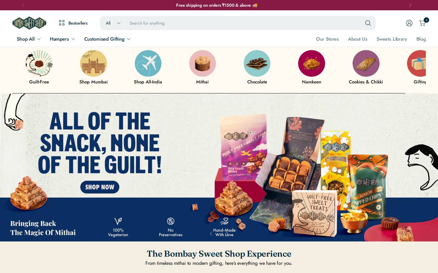 bombaysweetshop.com homepage screenshot