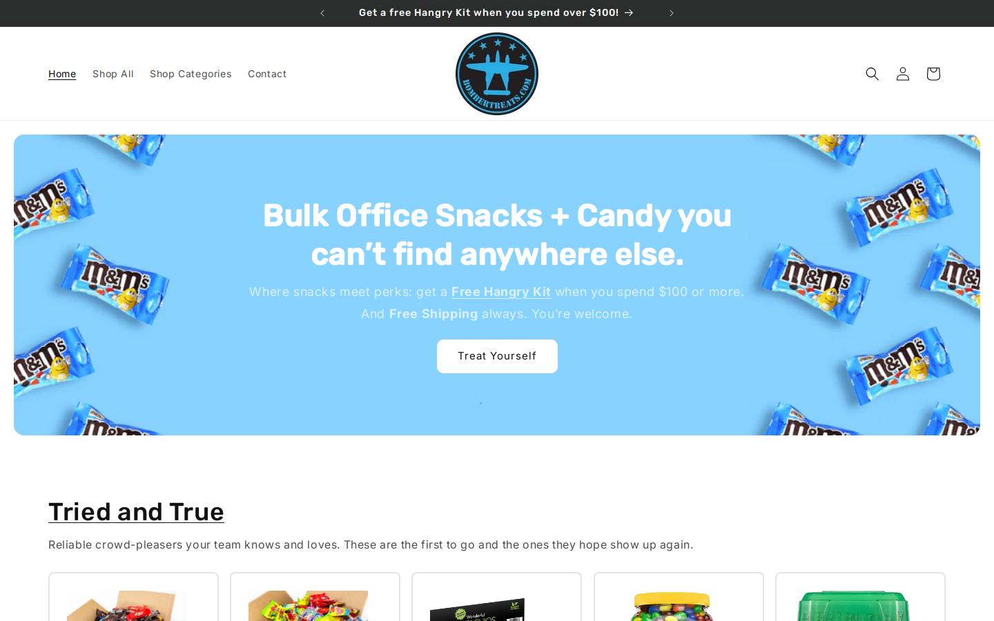 bombertreats.com homepage screenshot