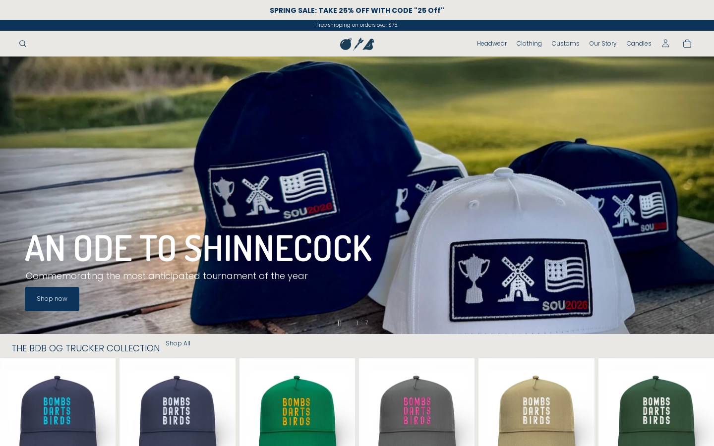 bombsdartsbirds.com homepage screenshot