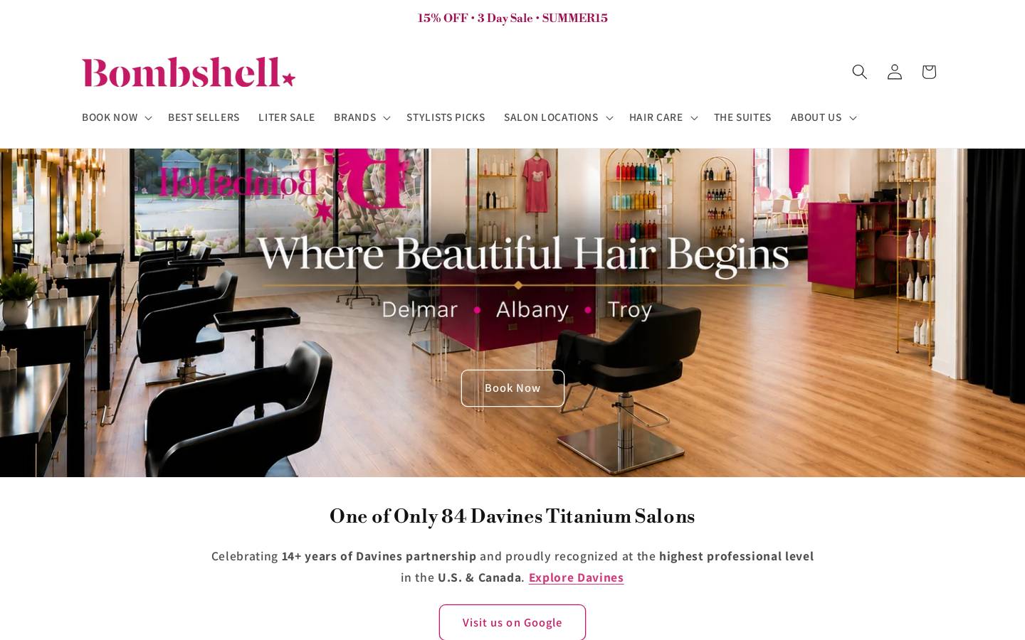 bombshell-hair.com homepage screenshot