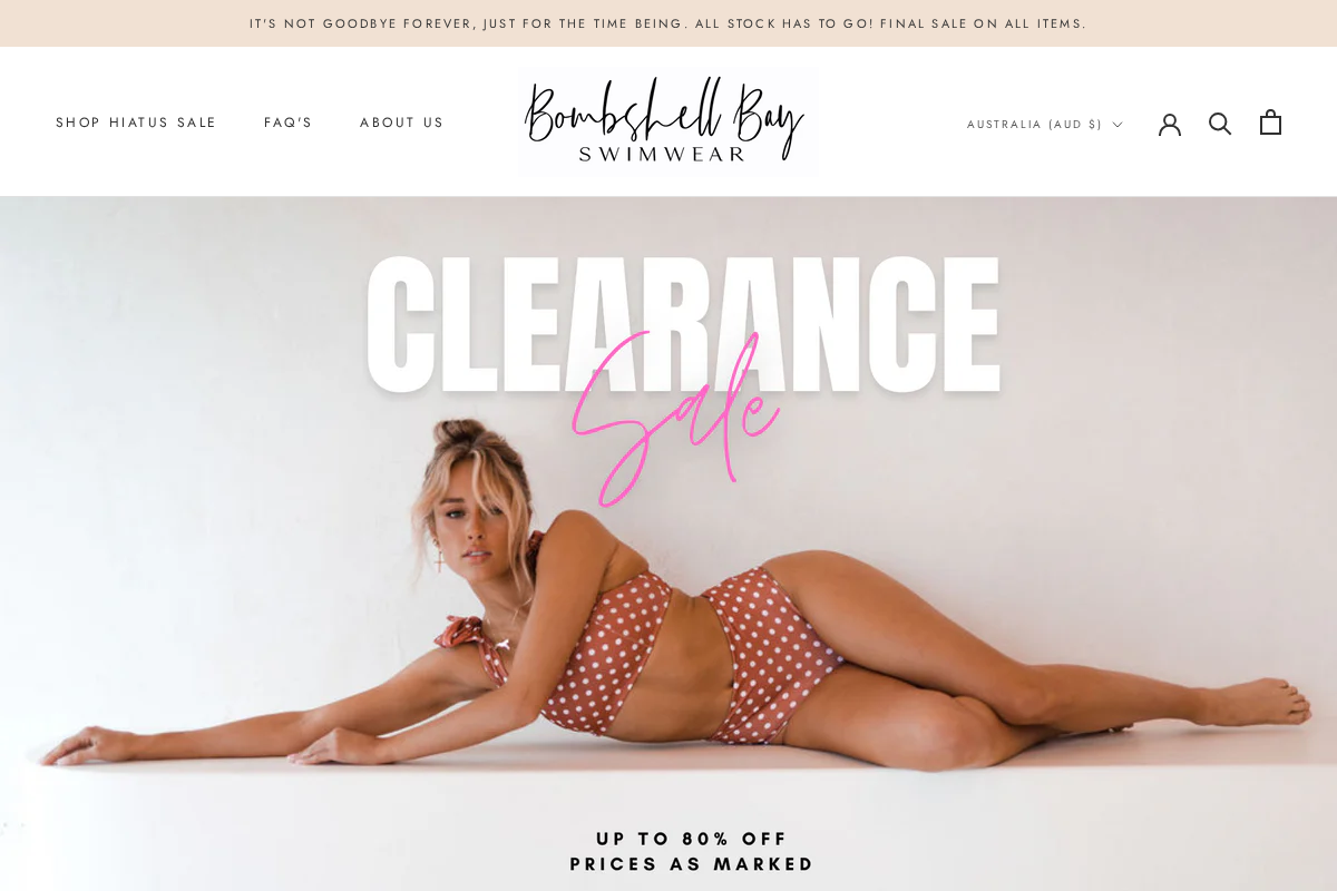 bombshellbayswimwear.com homepage screenshot