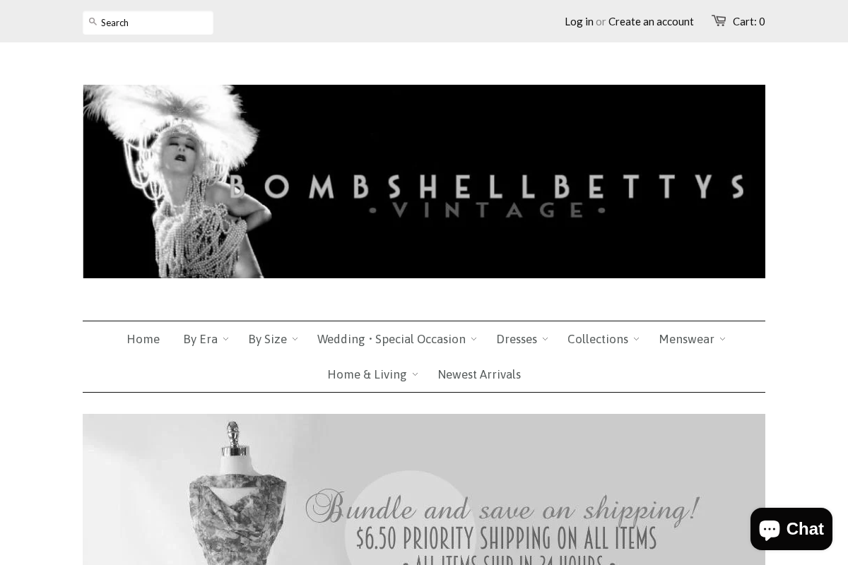 bombshellbettysvintage.com homepage screenshot
