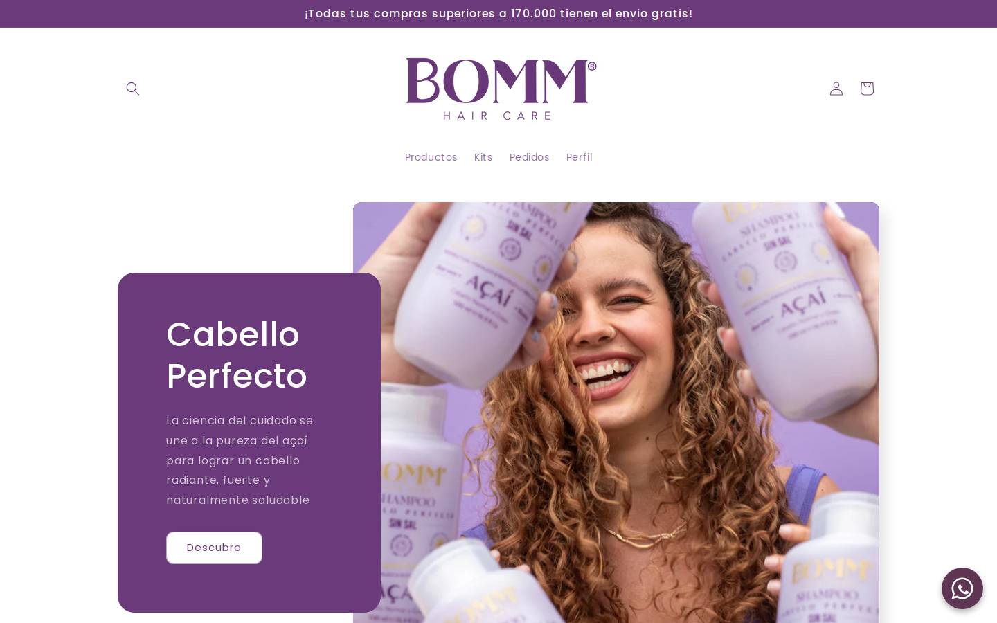 bommhaircare.com homepage screenshot