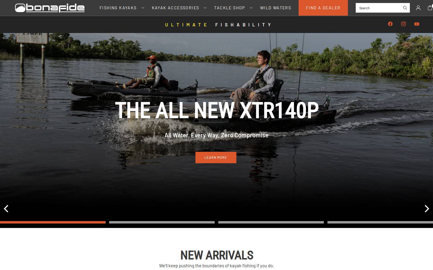 bonafidefishing.com homepage screenshot