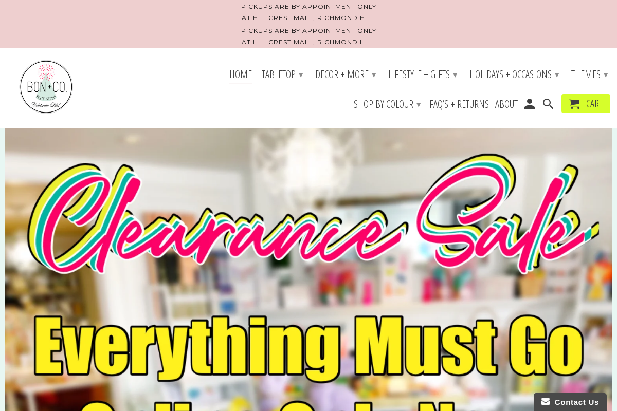 Bon + Co. Party Studio Inc. homepage screenshot