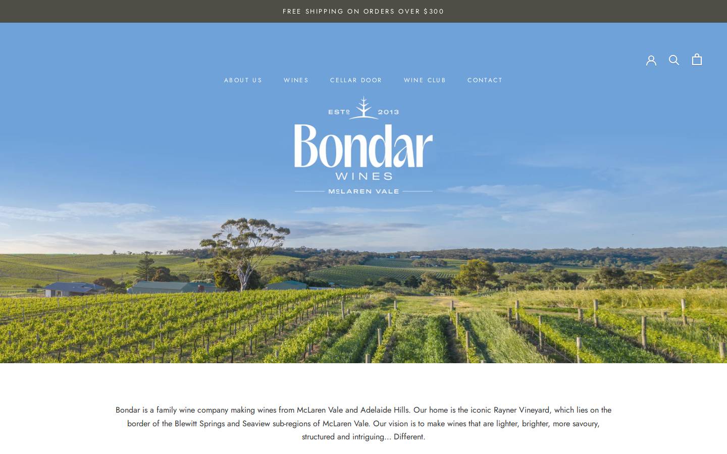 bondarwines.com.au homepage screenshot