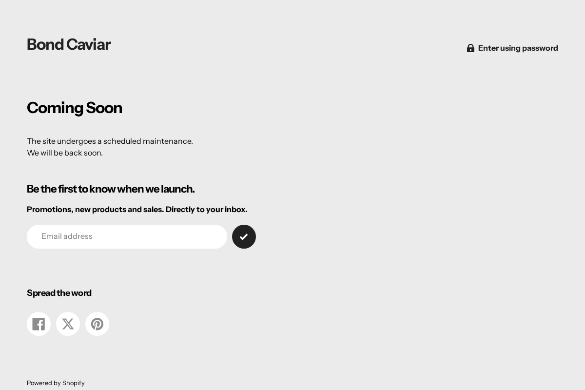 Bond Caviar homepage screenshot