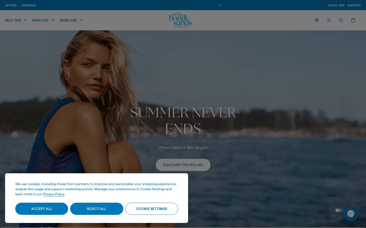 bondisands.com.au homepage screenshot