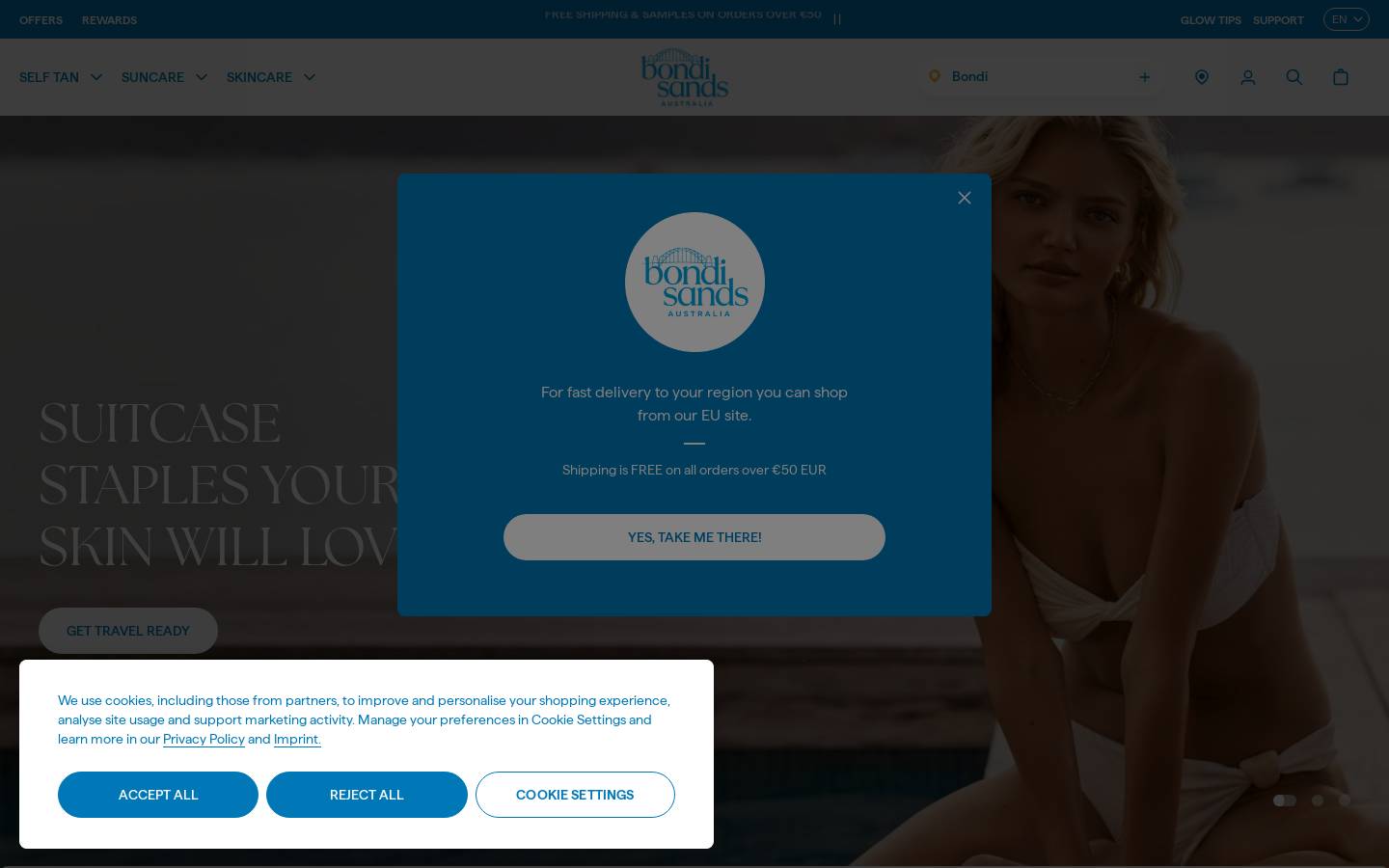 Bondi Sands homepage screenshot