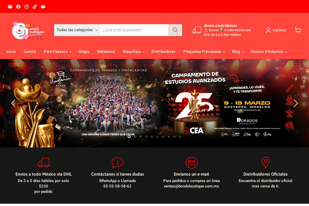 Bond's Boutique homepage screenshot