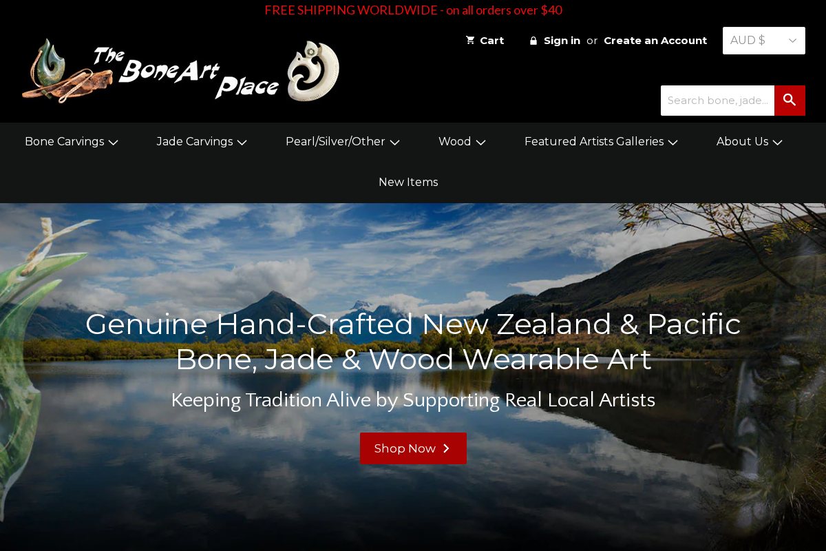 The Bone and Jade Art Place homepage screenshot