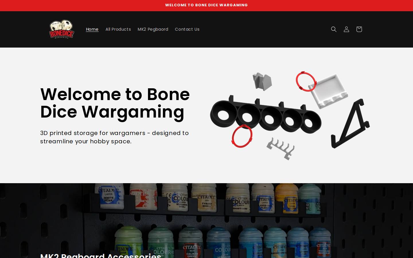 bonedicewargaming.com homepage screenshot