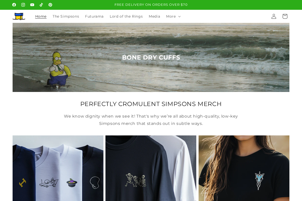 BONE DRY CUFFS homepage screenshot