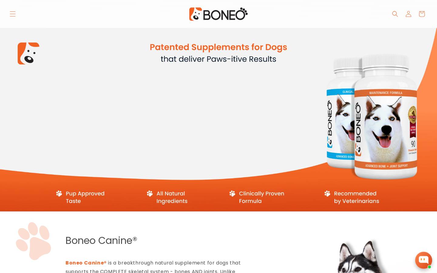 boneocanine.com homepage screenshot