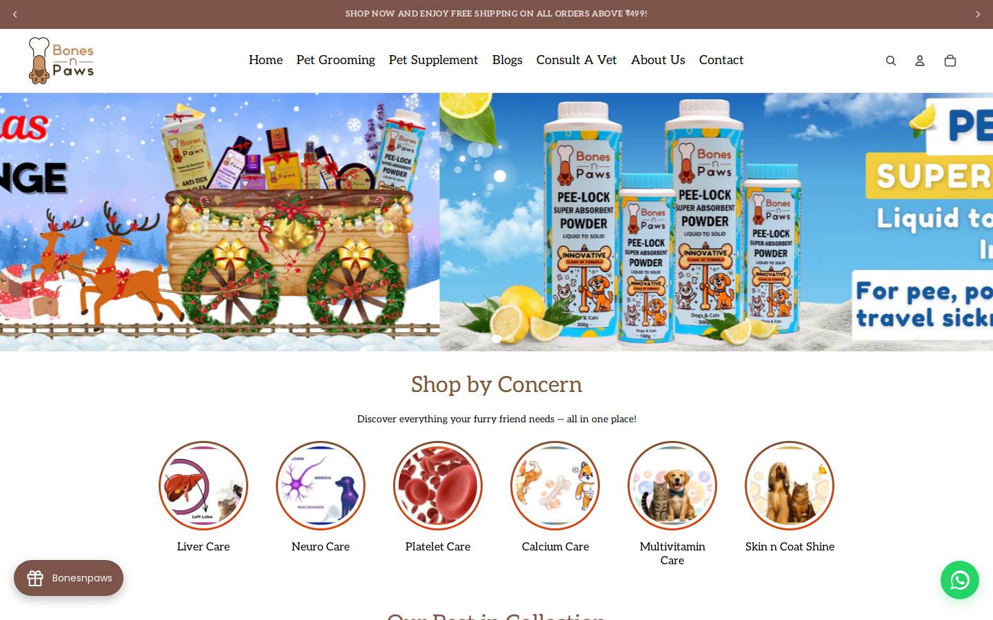 bonesnpaws.com homepage screenshot