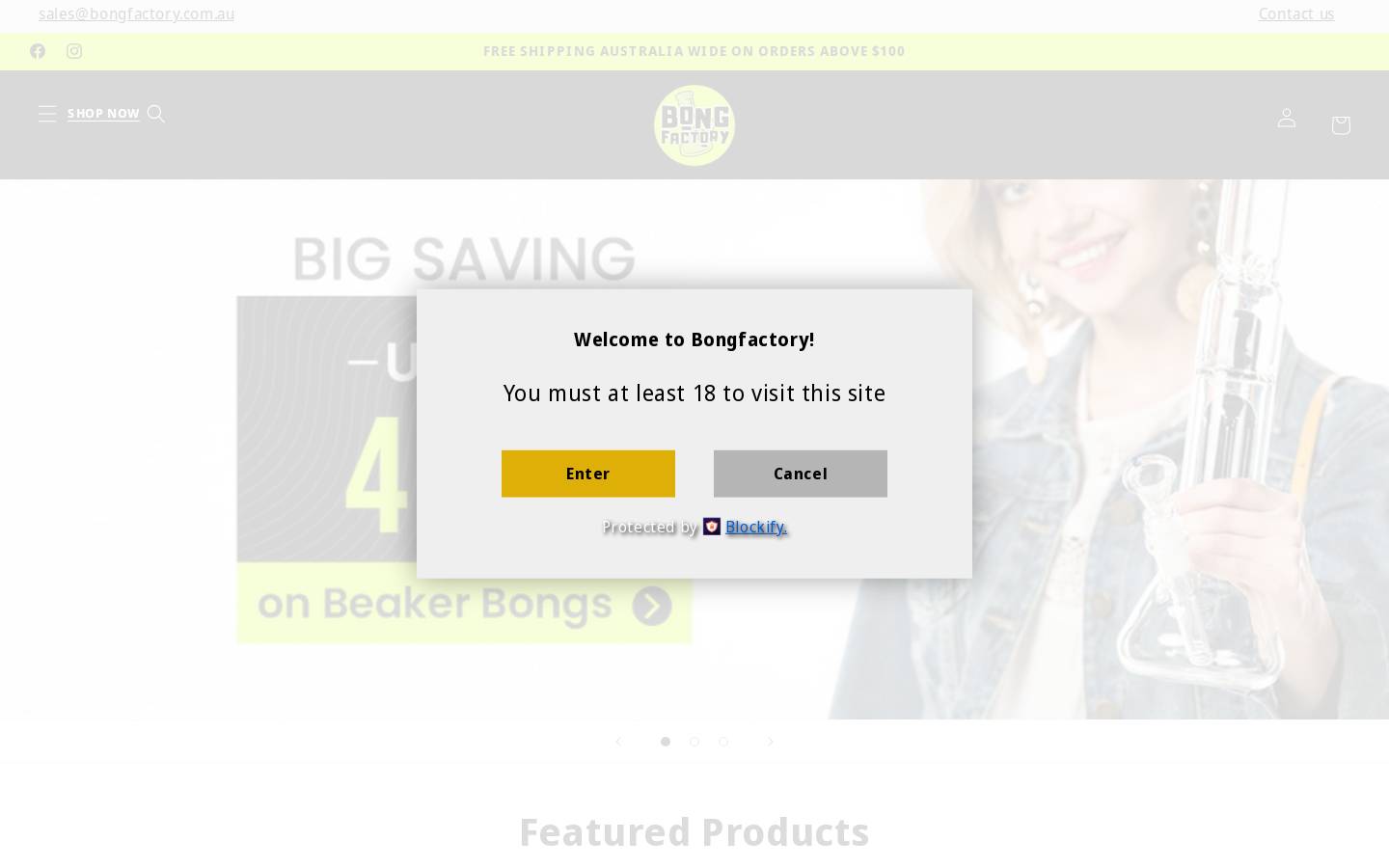 bongfactory.com.au homepage screenshot