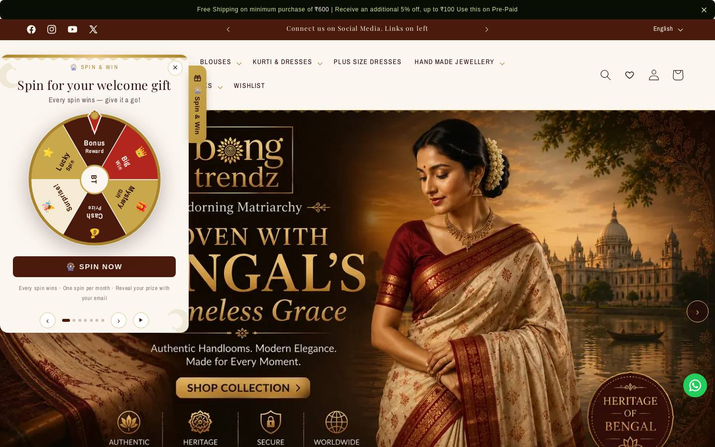 bongtrendz.in homepage screenshot