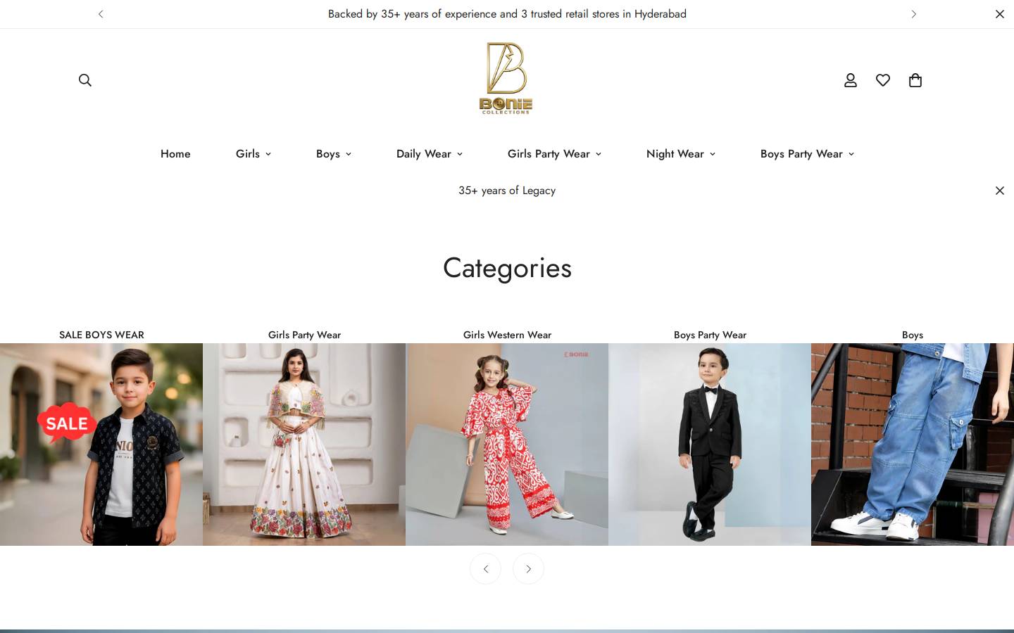 bonie.in homepage screenshot