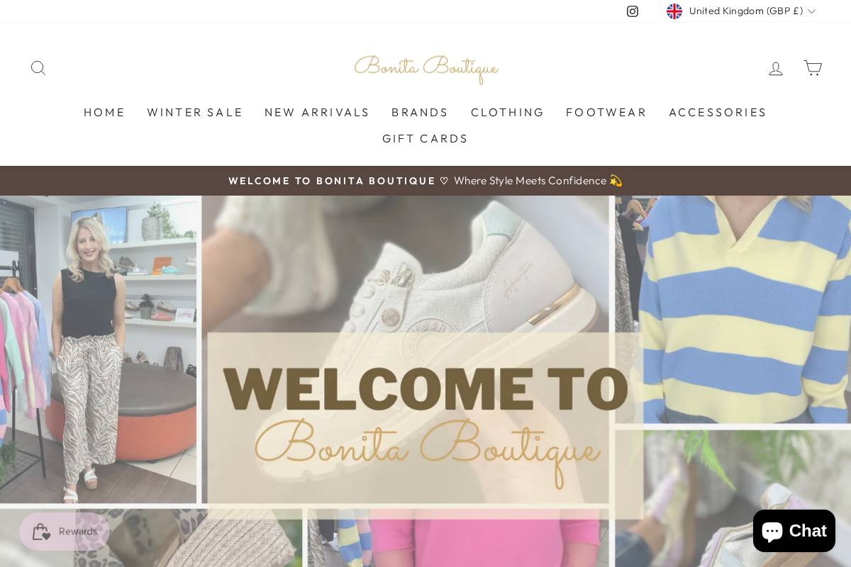bonitaboutique.co.uk homepage screenshot