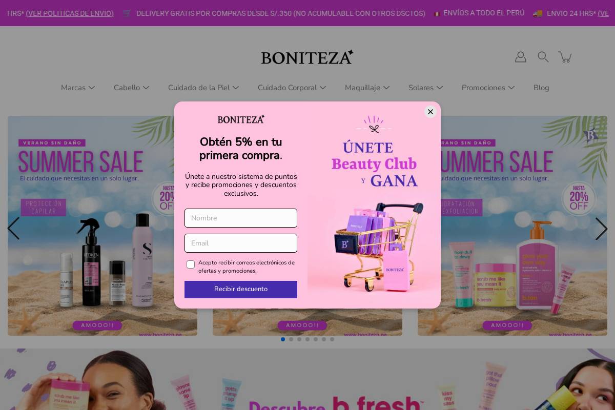 boniteza.pe homepage screenshot