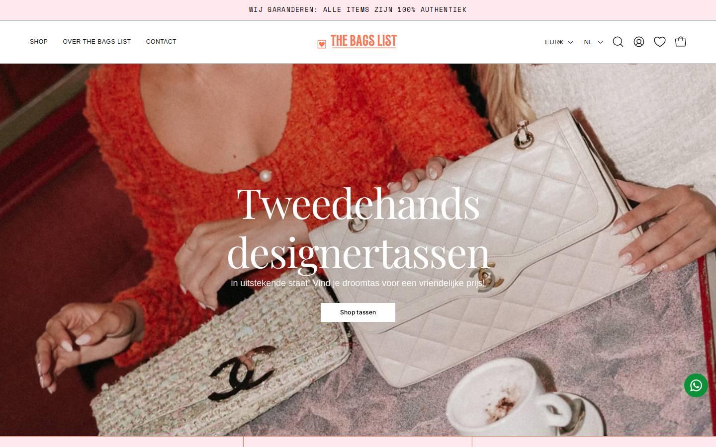 The Bags List homepage screenshot