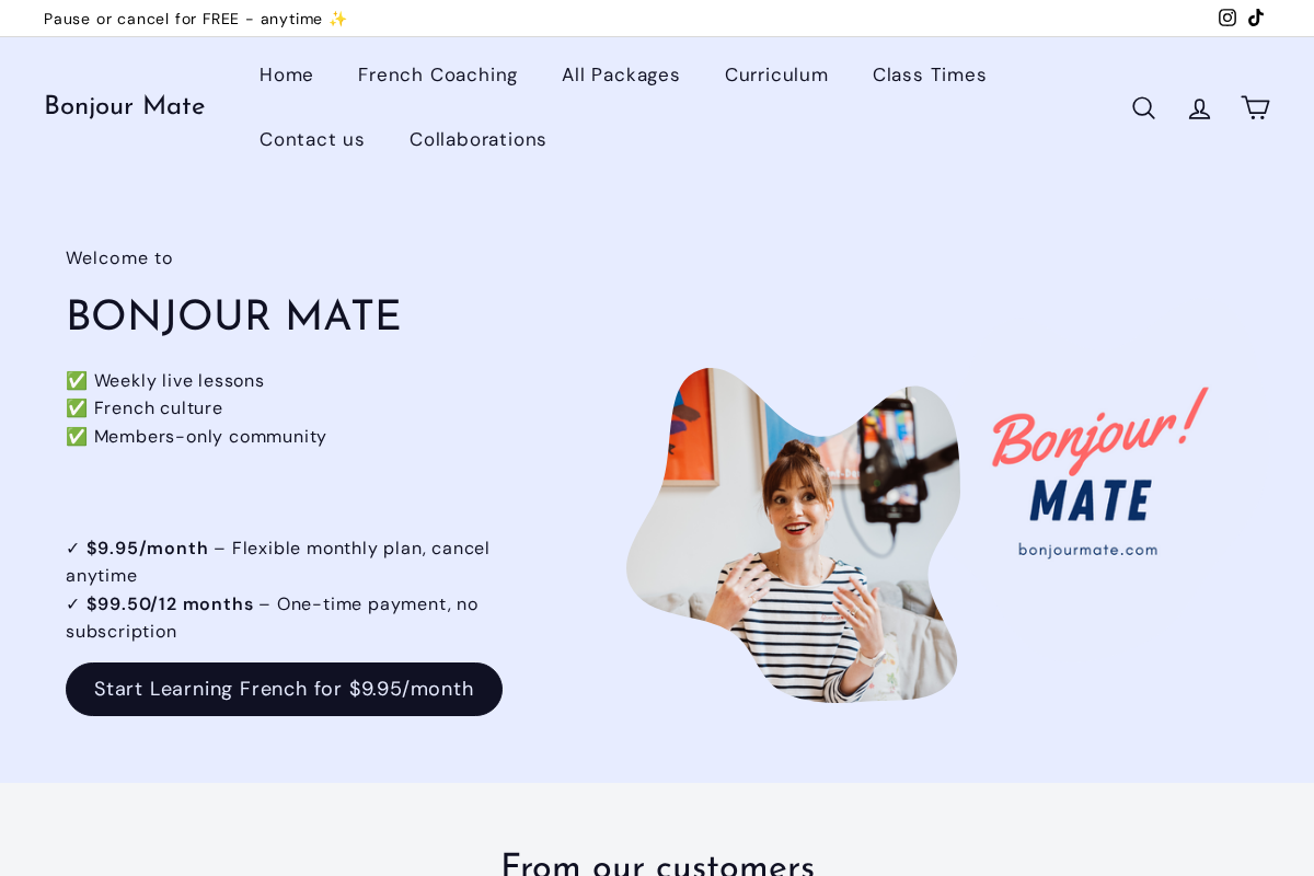 Bonjour Mate homepage screenshot