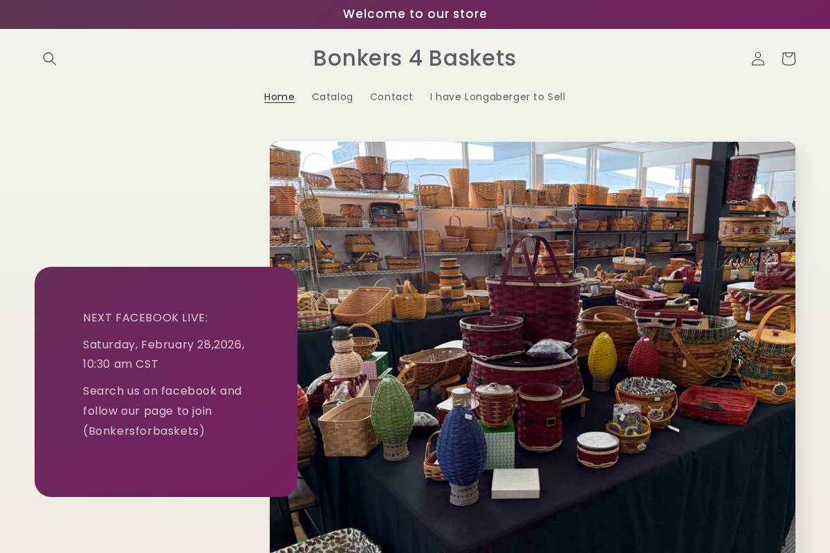 bonkers4baskets.com homepage screenshot