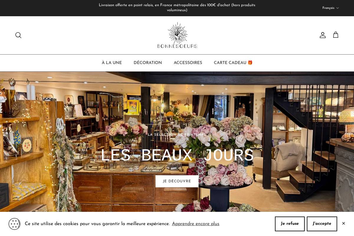 bonnesoeursstore.com homepage screenshot